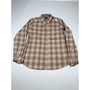 REI‎ Co-op Shirt Womens Medium Pink Plaid Stretch Button Front Hiking Outdoor